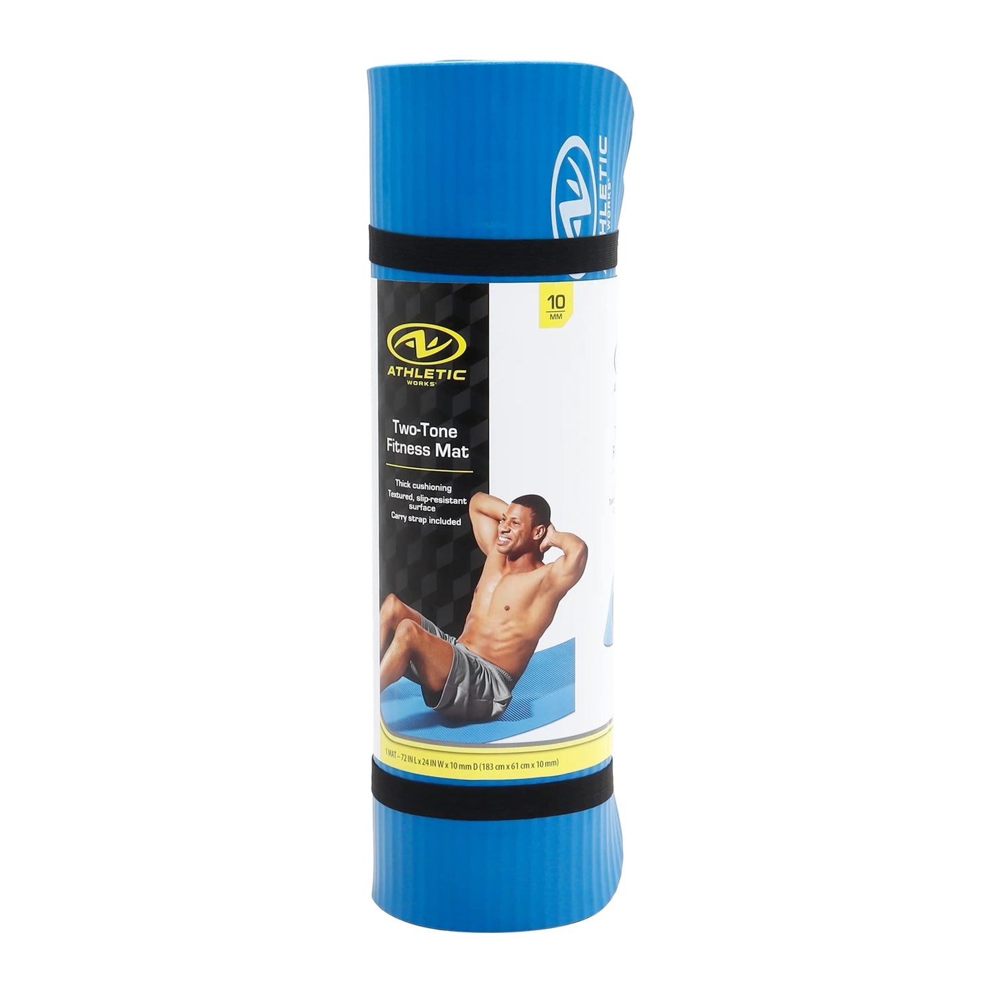 Fitness Mat, 10Mm, 72 In x 24 In, Blue Color, NBR Foam
