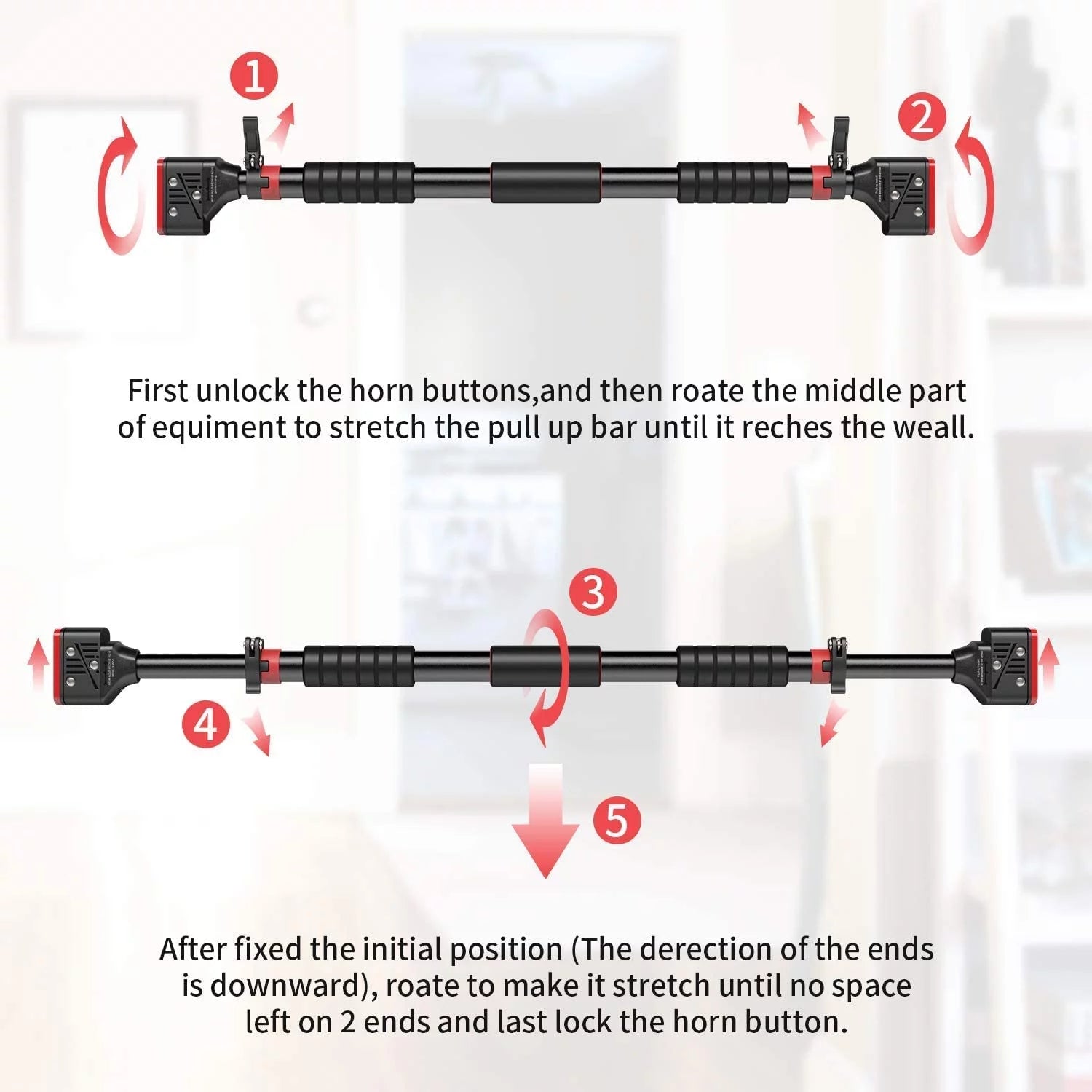 Doorway Pull up Bar Exercise for 28"-36" Doors, no screws
