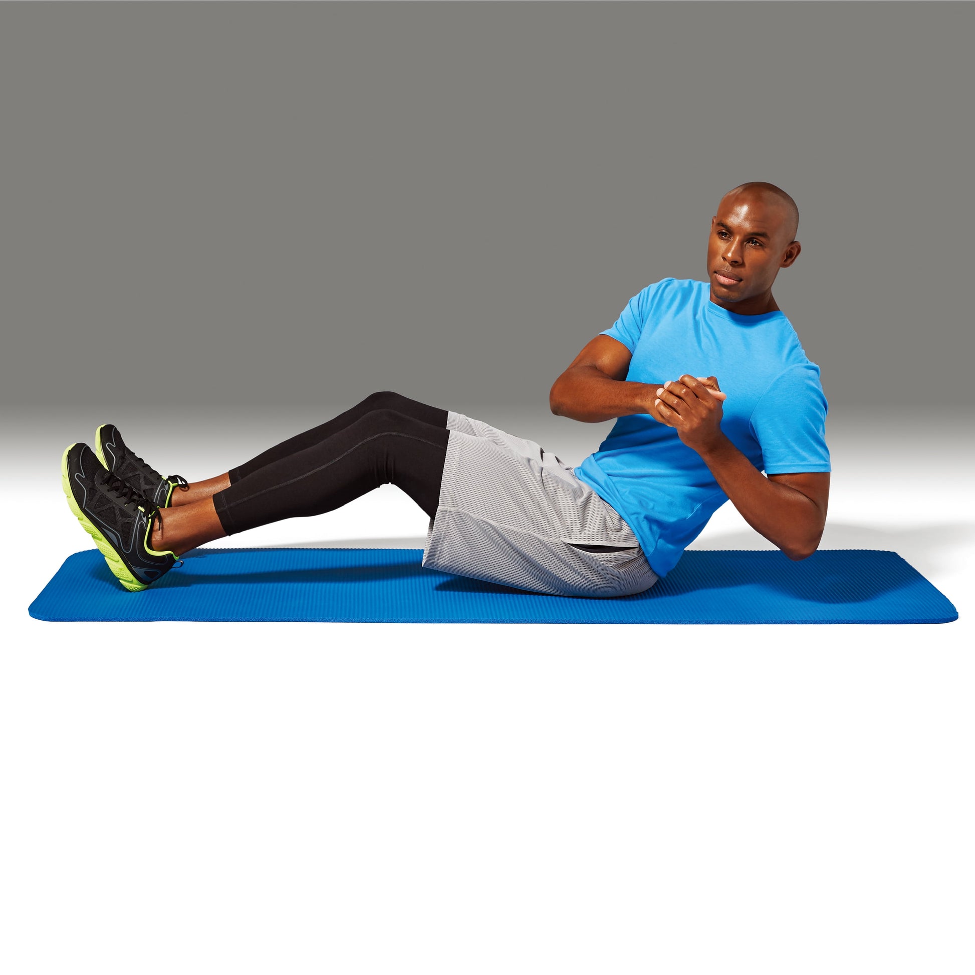 Fitness Mat, 10Mm, 72 In x 24 In, Blue Color, NBR Foam