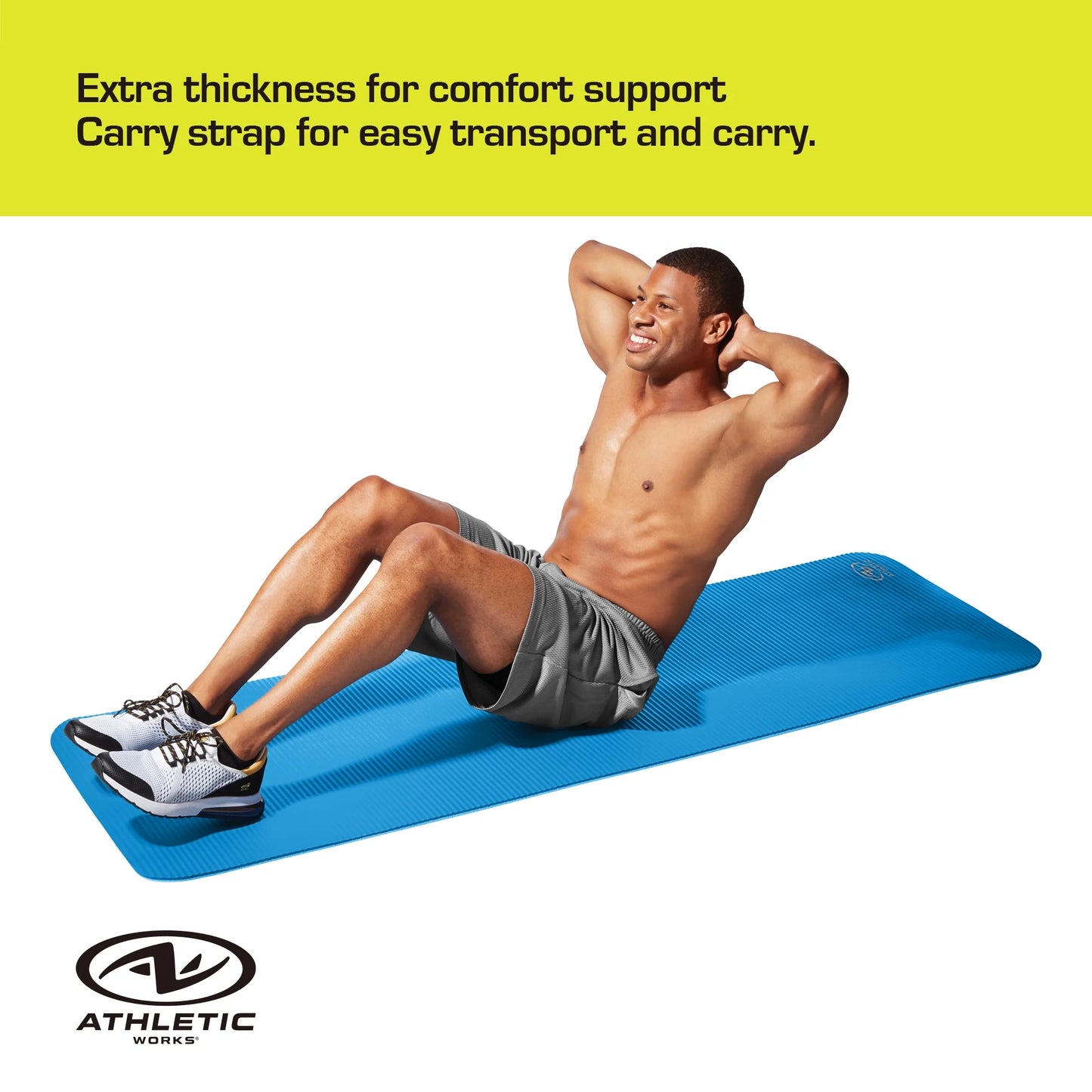 Fitness Mat, 10Mm, 72 In x 24 In, Blue Color, NBR Foam