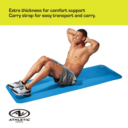 Fitness Mat, 10Mm, 72 In x 24 In, Blue Color, NBR Foam
