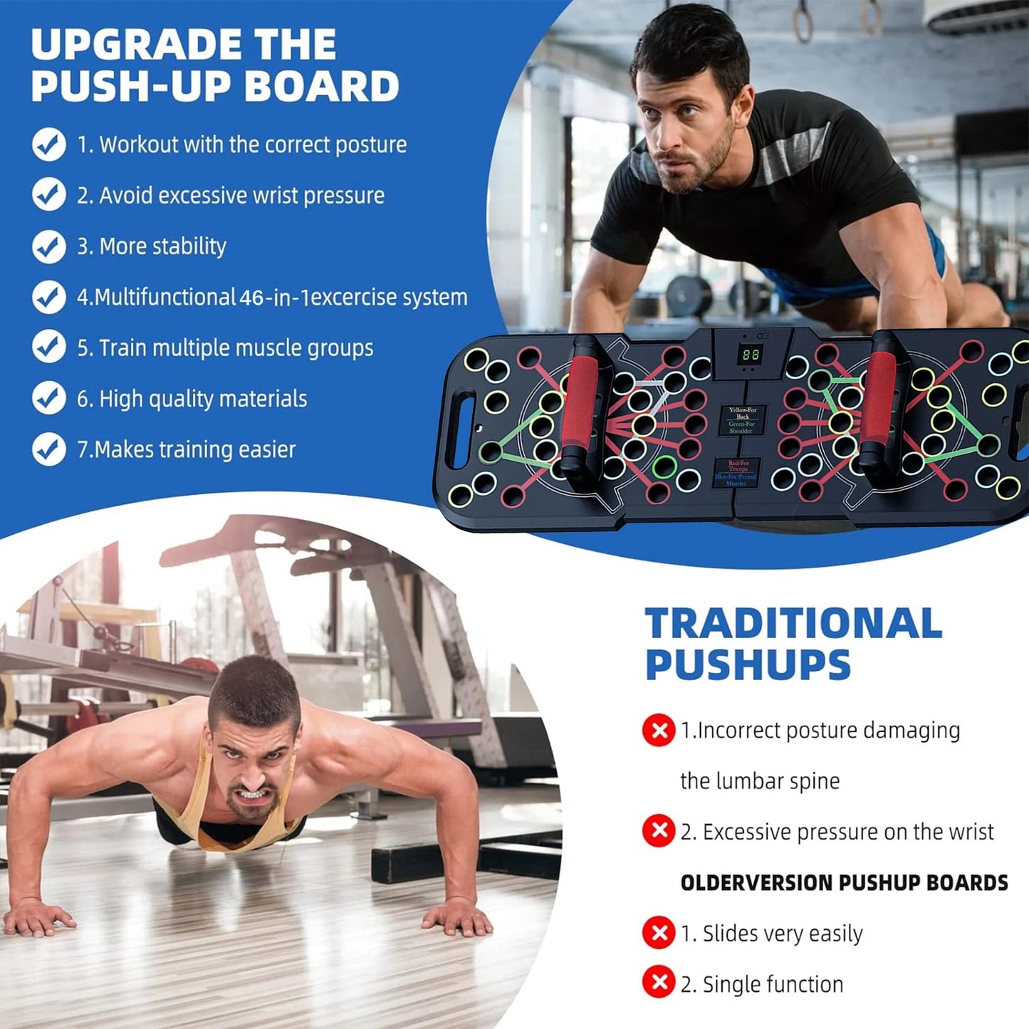 Push up Board for different positions to work on different muscles