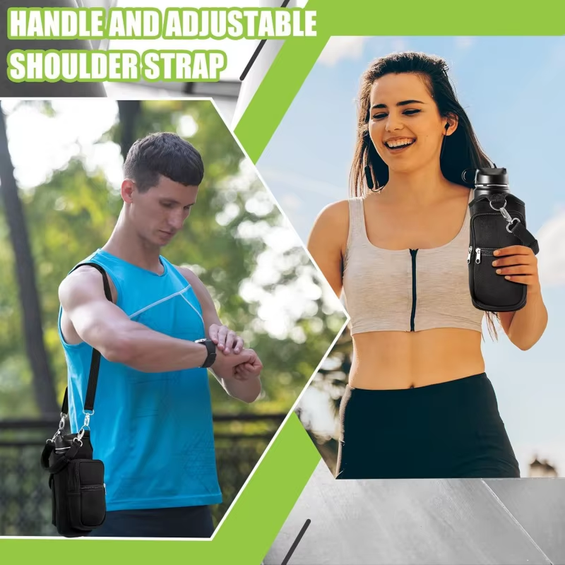 Magnetic Water Bottle Holder for Gym with a pocket for phones
