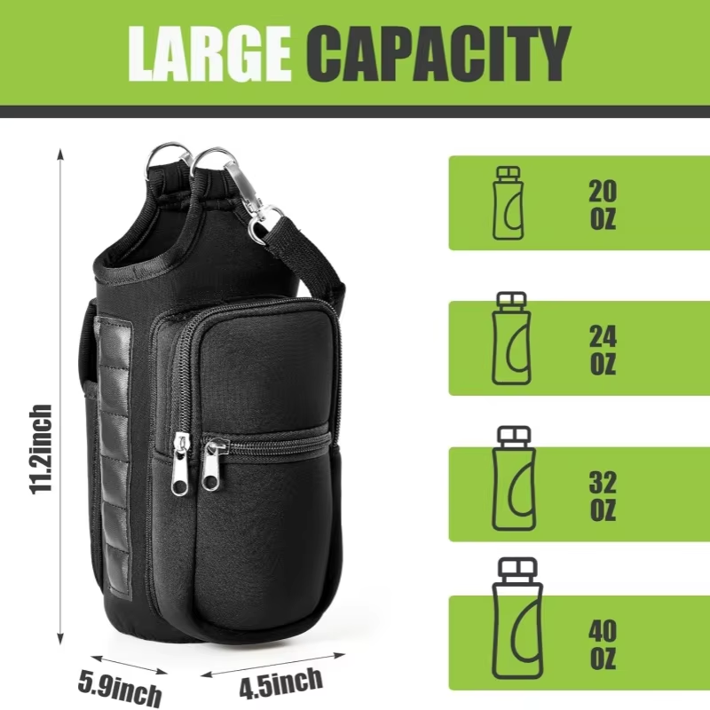 Magnetic Water Bottle Holder for Gym with a pocket for phones