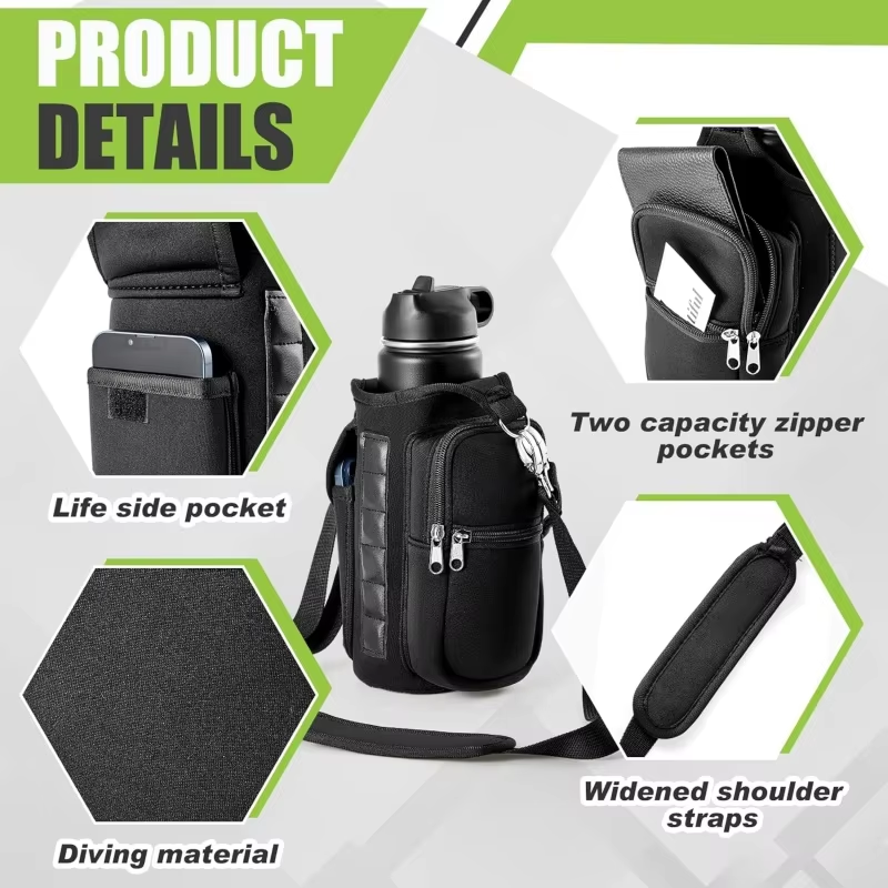Magnetic Water Bottle Holder for Gym with a pocket for phones