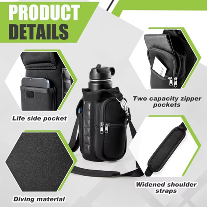 Magnetic Water Bottle Holder for Gym with a pocket for phones