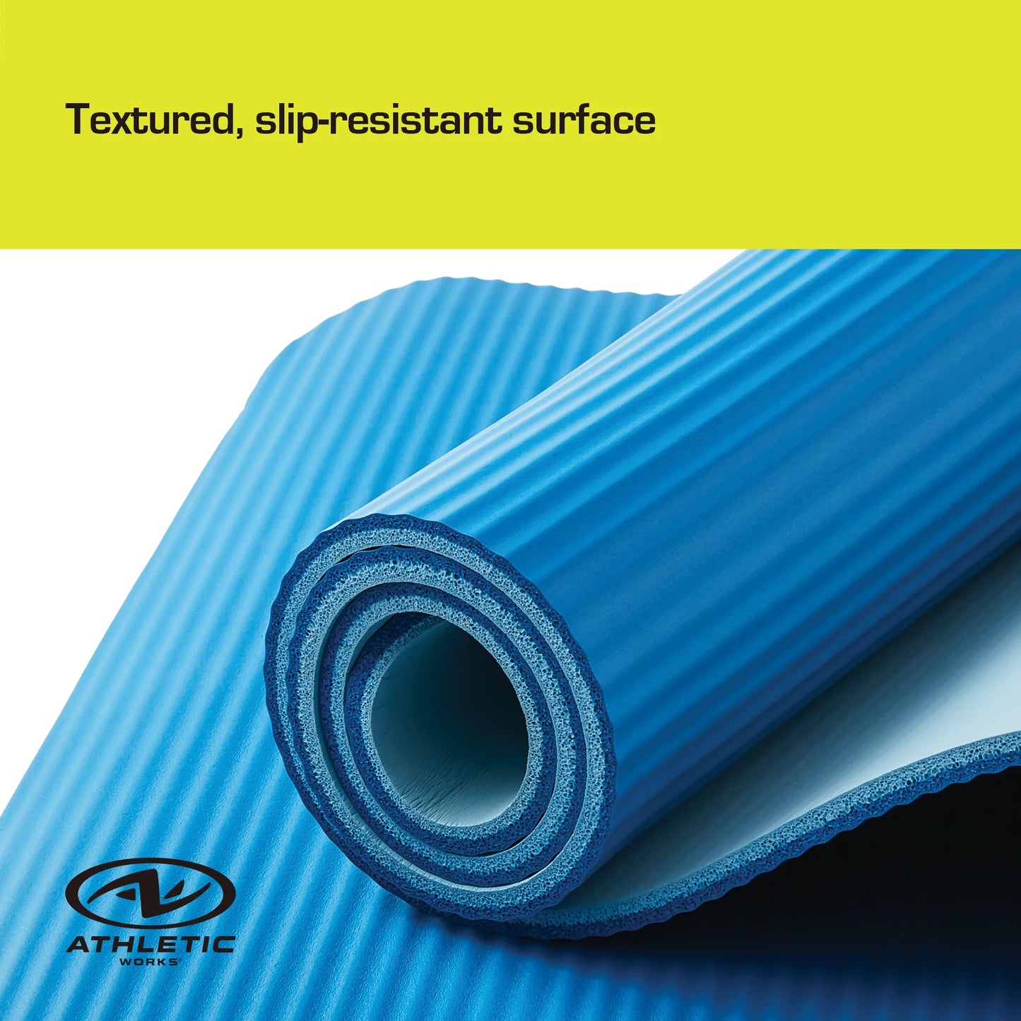 Fitness Mat, 10Mm, 72 In x 24 In, Blue Color, NBR Foam