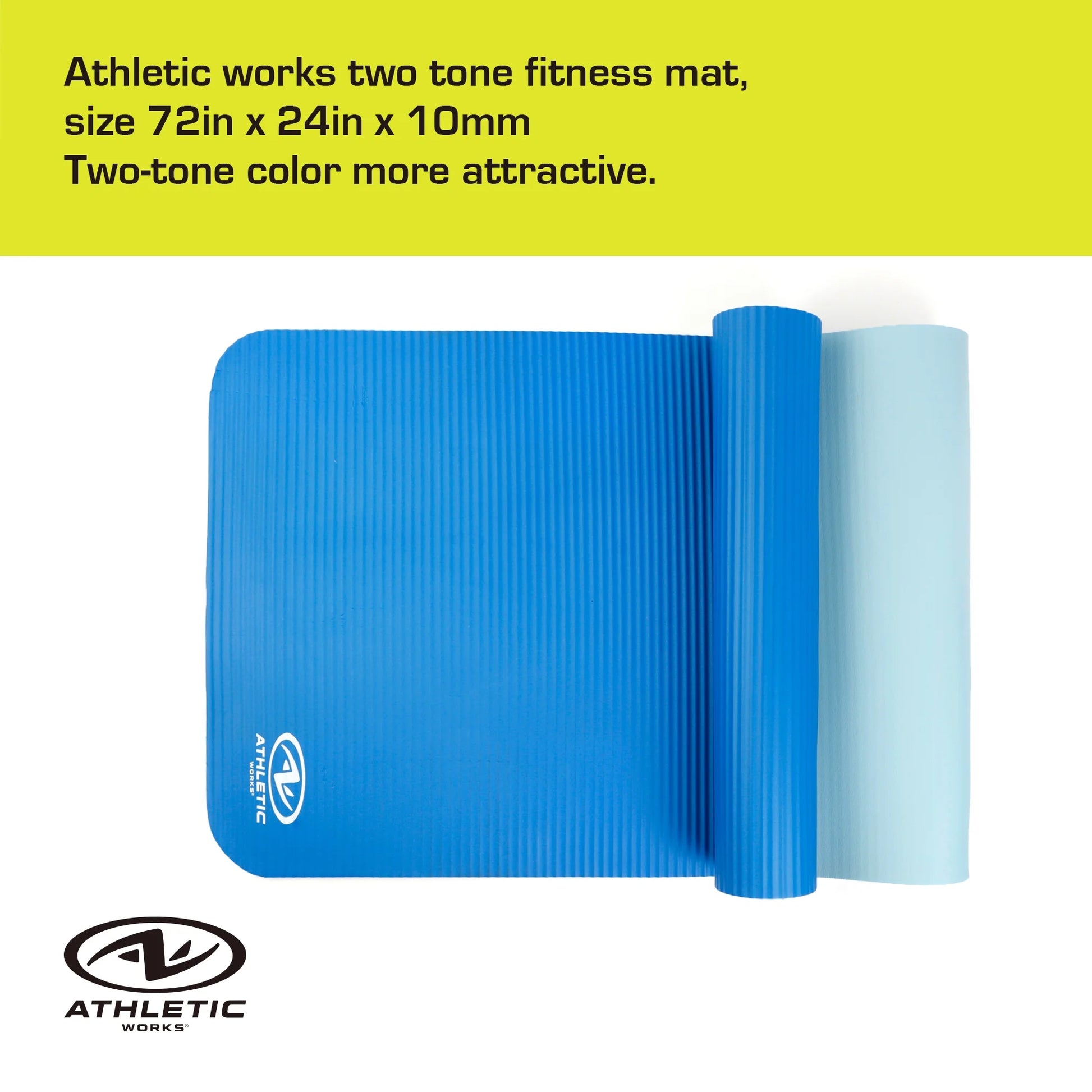 Fitness Mat, 10Mm, 72 In x 24 In, Blue Color, NBR Foam