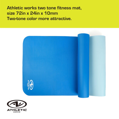 Fitness Mat, 10Mm, 72 In x 24 In, Blue Color, NBR Foam